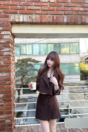 Chic Two-Piece Set with Skirt and Jacket, Chanel-Style, Casual Artistic Women's Wear, 2025 Collection, Trendy Fashion Ensemble