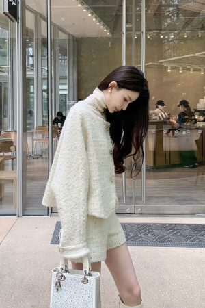 Chic Two-Piece Short Coat and Shorts Set for Women - Fashionable Designer Style for Early Spring 2025, Perfect for Y2K and Casual Looks