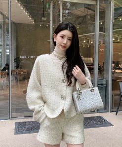 Chic Two-Piece Short Coat and Shorts Set for Women - Fashionable Designer Style for Early Spring 2025, Perfect for Y2K and Casual Looks