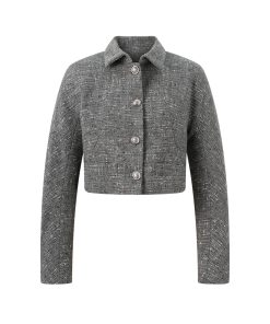 Chic Wool Tweed Lapel Short Chanel-Style Coat Cardigan for Women - Perfect for Autumn and Winter Fashion