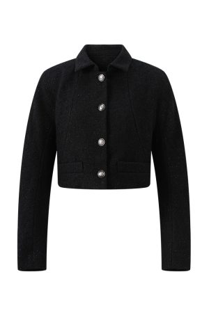 Chic Wool Tweed Lapel Short Chanel-Style Coat Cardigan for Women - Perfect for Autumn and Winter Fashion
