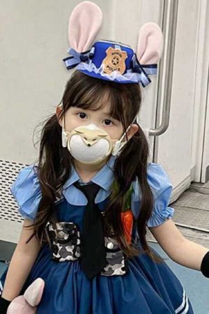 Children's Rabbit Officer Costume - Judy Zootopia Cosplay Dress for Girls, Cute Lolita Style, Korean Fashion