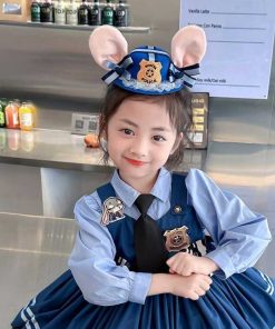 Children's Rabbit Officer Costume - Judy Zootopia Cosplay Dress for Girls, Cute Lolita Style, Korean Fashion