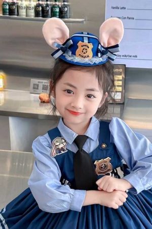 Children's Rabbit Officer Costume - Judy Zootopia Cosplay Dress for Girls, Cute Lolita Style, Korean Fashion