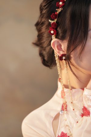 Chinese Classical Long Tassel Wedding Headdress Red Hairband Ancient Style Hanfu Fairy Hair Accessory