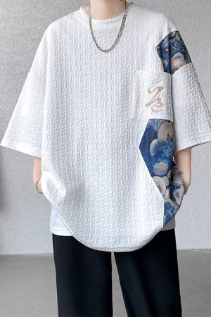 Chinese-Style Bear Short-Sleeve T-Shirt for Men, Trendy Loose Fit Summer Tee, National Style Heavyweight Fashion for Teens
