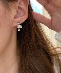 Chinese-Style Brushed Lily of the Valley Water Drop Earrings - Light Luxury Retro Fashion Studs for Women