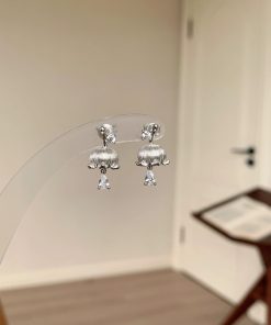 Chinese-Style Brushed Lily of the Valley Water Drop Earrings - Light Luxury Retro Fashion Studs for Women