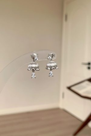 Chinese-Style Brushed Lily of the Valley Water Drop Earrings - Light Luxury Retro Fashion Studs for Women