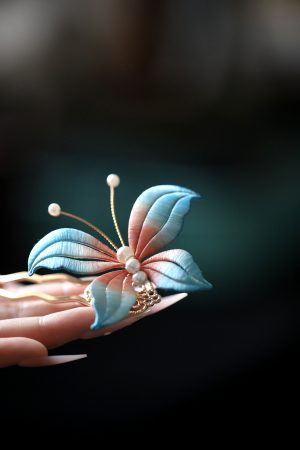 Chinese-Style Butterfly Flower Hairpin, Cheongsam Accessory for Girls, Ancient Style Side Bun Clip, Fairy Aesthetic Hair Jewelry