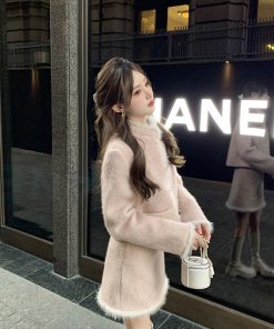 Chinese-Style Button Coat and Half Skirt Set for Women - Designer Niche Cardigan and Short Skirt Two-Piece Winter Outfit