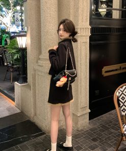 Chinese-Style Button Coat and Half Skirt Set for Women - Designer Niche Cardigan and Short Skirt Two-Piece Winter Outfit