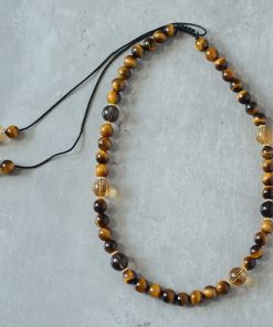 Chinese-Style Car Hanging Ornament with Yellow Tiger's Eye and Crystal Pendant for Safety - Rearview Mirror Decoration for Men and Women