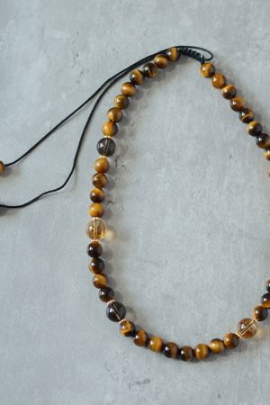 Chinese-Style Car Hanging Ornament with Yellow Tiger's Eye and Crystal Pendant for Safety - Rearview Mirror Decoration for Men and Women