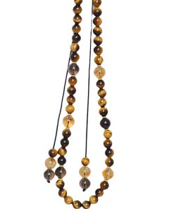 Chinese-Style Car Hanging Ornament with Yellow Tiger's Eye and Crystal Pendant for Safety - Rearview Mirror Decoration for Men and Women