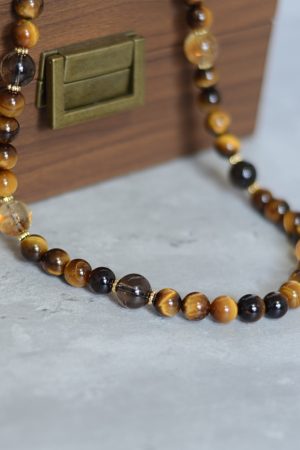 Chinese-Style Car Hanging Ornament with Yellow Tiger's Eye and Crystal Pendant for Safety - Rearview Mirror Decoration for Men and Women