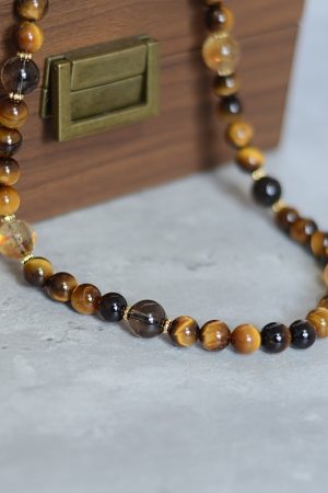 Chinese-Style Car Hanging Ornament with Yellow Tiger's Eye and Crystal Pendant for Safety - Rearview Mirror Decoration for Men and Women