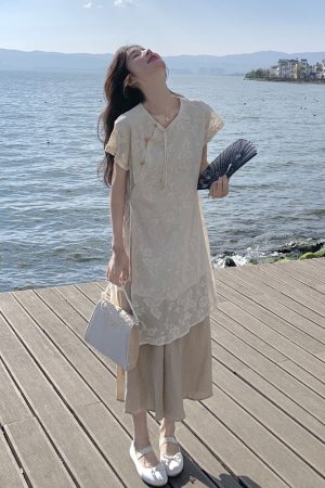 Chinese-Style Embroidered Top and Half Skirt Set for Women - Sweet Elegant Summer Two-Piece Outfit, Trendy National Wind Fashion