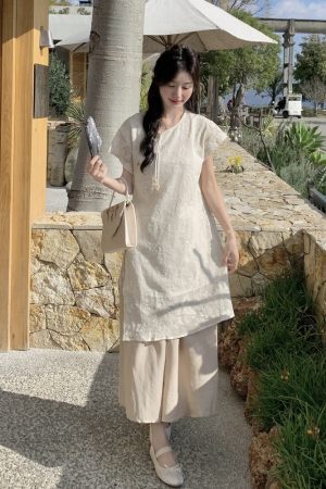 Chinese-Style Embroidered Top and Half Skirt Set for Women - Sweet Elegant Summer Two-Piece Outfit, Trendy National Wind Fashion