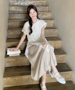 Chinese-Style Embroidered Top and Half Skirt Set for Women - Sweet Elegant Summer Two-Piece Outfit, Trendy National Wind Fashion