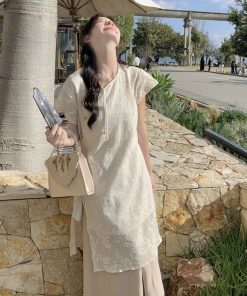 Chinese-Style Embroidered Top and Half Skirt Set for Women - Sweet Elegant Summer Two-Piece Outfit, Trendy National Wind Fashion