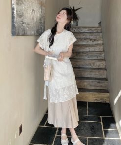 Chinese-Style Embroidered Top and Half Skirt Set for Women - Sweet Elegant Summer Two-Piece Outfit, Trendy National Wind Fashion