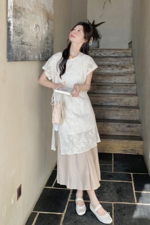 Chinese-Style Embroidered Top and Half Skirt Set for Women - Sweet Elegant Summer Two-Piece Outfit, Trendy National Wind Fashion