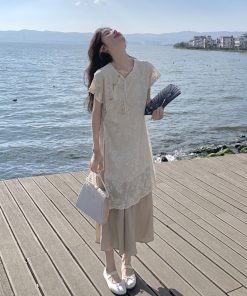 Chinese-Style Embroidered Top and Half Skirt Set for Women - Sweet Elegant Summer Two-Piece Outfit, Trendy National Wind Fashion