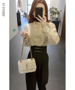 Chinese-Style Embroidered Two-Piece Set - High-Waisted Slim-Fit Pants & Professional Shirt, Niche Fashion Design