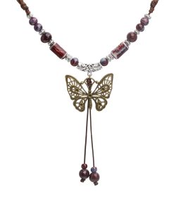 Chinese-Style Ethnic Butterfly Pendant Necklace, Retro Light Luxury Clavicle Chain, 2025 Niche Accessory for Trendy Fashion