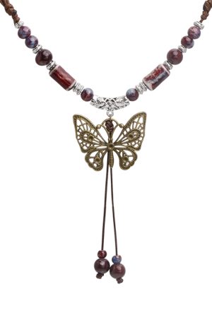Chinese-Style Ethnic Butterfly Pendant Necklace, Retro Light Luxury Clavicle Chain, 2025 Niche Accessory for Trendy Fashion
