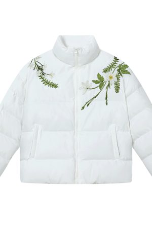 Chinese Style Floral Embroidered Collar Cotton T-shirt with Graphene | Harsh and Cruel Aesthetic