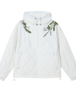 Chinese-Style Floral Wreath Gourd Quilted Lightweight Down Jacket Coat with Over-the-Shoulder Design