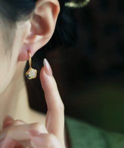 Chinese Style Hetian Jade Butterfly Plum Blossom Earrings in Silver with Enamel and Crystal - Elegant National Wind Accessories for Women