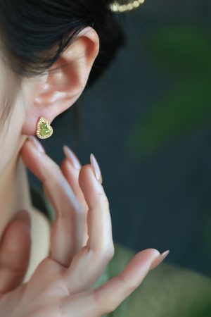 Chinese Style Hetian Jade Pure Silver Gourd Stud Earrings for Women - Natural Jade Light Luxury Accessories