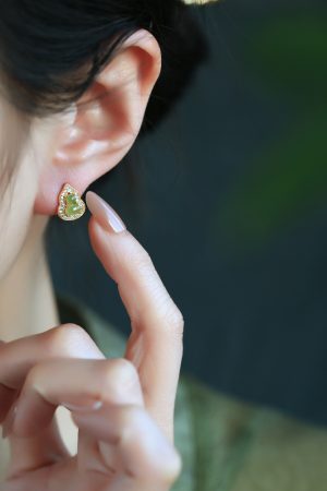 Chinese Style Hetian Jade Pure Silver Gourd Stud Earrings for Women - Natural Jade Light Luxury Accessories