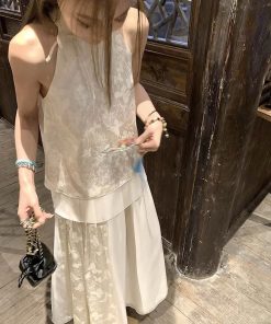 Chinese-Style High-End Butterfly Print Dress Set for Women - Summer Two-Piece National Wind Long Skirt & Top