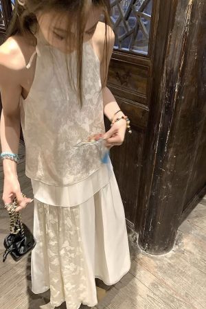 Chinese-Style High-End Butterfly Print Dress Set for Women - Summer Two-Piece National Wind Long Skirt & Top