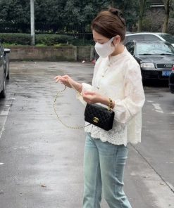 Chinese-Style Jacquard Button Shirt for Women - Spring 2025 High-End Slim-Fit Long Sleeve Top in Light National Wind Fashion