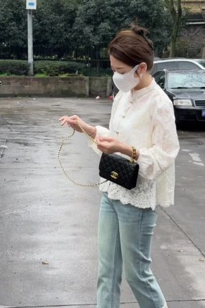 Chinese-Style Jacquard Button Shirt for Women - Spring 2025 High-End Slim-Fit Long Sleeve Top in Light National Wind Fashion