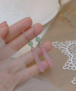 Chinese-Style Long Water Droplet Earrings for Women - 2025 Minimalist Retro Exquisite Design, Trendy Fashion Accessory