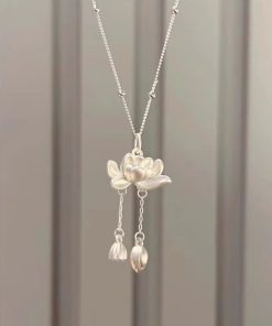 Chinese-Style Lotus Necklace for Women, 2025 Light Luxury Pendant, High-End Clavicle Chain Accessory