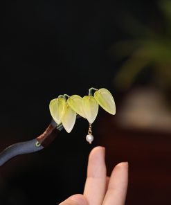 Chinese-Style Minimalist Hair Bun Hairpin - Bamboo Leaf Wooden Qipao & Hanfu Accessory - Ancient Versatile Hairpin for Daily Wear