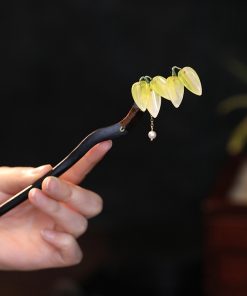 Chinese-Style Minimalist Hair Bun Hairpin - Bamboo Leaf Wooden Qipao & Hanfu Accessory - Ancient Versatile Hairpin for Daily Wear