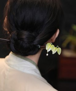 Chinese-Style Minimalist Hair Bun Hairpin - Bamboo Leaf Wooden Qipao & Hanfu Accessory - Ancient Versatile Hairpin for Daily Wear