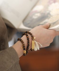 Chinese-Style National Wind Bracelet for Women - Retro Elastic Rope Wristband, Spring Summer Fashion Jewelry