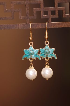 Chinese-Style National Wind Earrings, Song Dynasty Hanfu Accessories, Minimalist Qipao Jewelry for Daily Wear