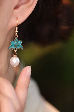 Chinese-Style National Wind Earrings, Song Dynasty Hanfu Accessories, Minimalist Qipao Jewelry for Daily Wear