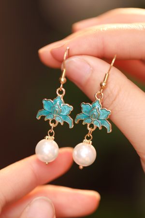 Chinese-Style National Wind Earrings, Song Dynasty Hanfu Accessories, Minimalist Qipao Jewelry for Daily Wear