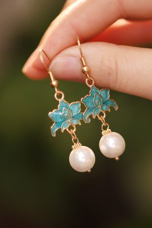 Chinese-Style National Wind Earrings, Song Dynasty Hanfu Accessories, Minimalist Qipao Jewelry for Daily Wear